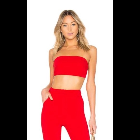 red bandeau jumpsuit